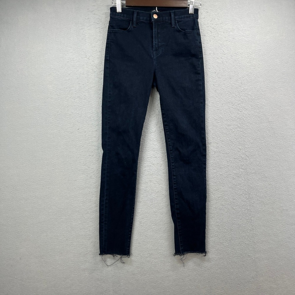 J Brand Maria Jeans Womens 25 Dark Indigo Denim High Rise Raw Hem Stretch Chic